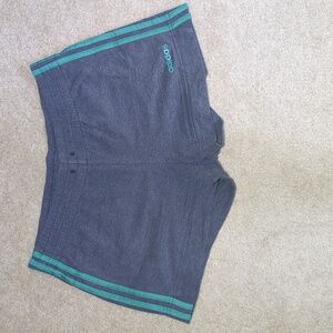 adidas Gray Athletic Shorts with Green Stripes